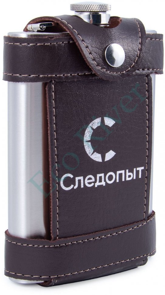 Фляжка «Следопыт - Flage» в кож. чехле с тиснением, 260 мл, цв. корич/100/