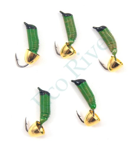 Мормышка вольф. безнасадочная Яман Ручейник №5, d-2 мм, L-9.5 мм, вес 0,90 гр., колокол золото, цв