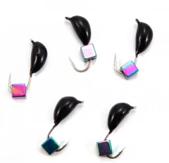 Мормышка безнасад. Яман Банан черный, d-3,5 мм, вес 0,7 г, кубик хамелеон (уп. 5 шт.)