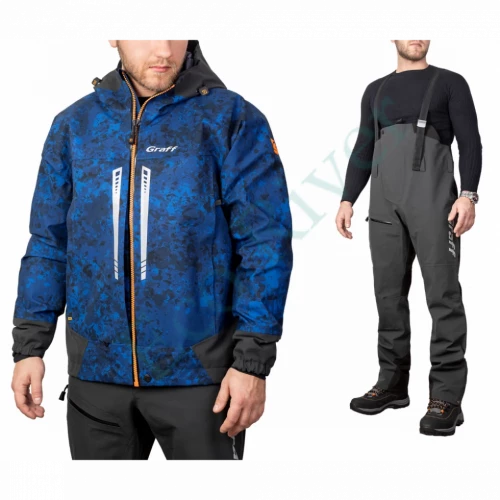 Костюм рыболовный Graff демисезонный размер L/182-188 (Bratex 20000, синий камо)