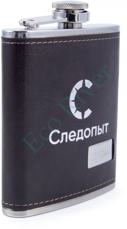 Фляжка «Следопыт - Browny » в кож. оплете, 210 мл, цв. корич/100/
