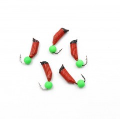 Мормышка вольф. безнасадочная Яман Ручейник №7, d-2.5 мм, L-9.5 мм, вес 0,95 гр., фц. зеленый шар,