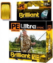 Леска плетёная Aqua Pe Ultra Brilliant Stoic Ultra yellow 0.14 135м