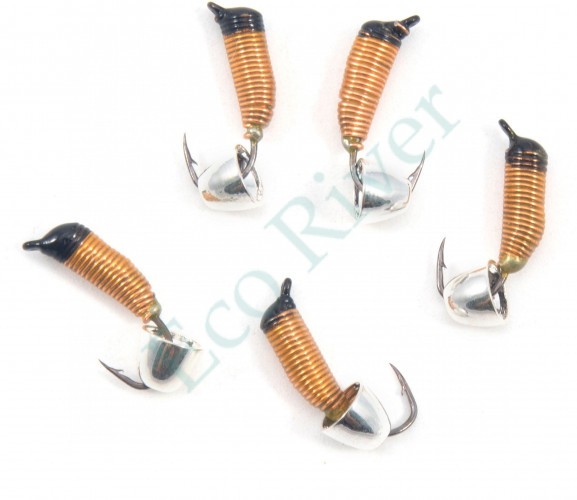 Мормышка вольф. безнасадочная Яман Ручейник №5, d-2 мм, L-9.5 мм, вес 0,90 гр., колокол серебро, ц