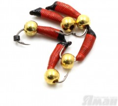 Мормышка вольф. безнасадочная Яман Ручейник №3, d-1.5 мм, L-8.5 мм, вес 0,60 гр.,латунный шар, цв