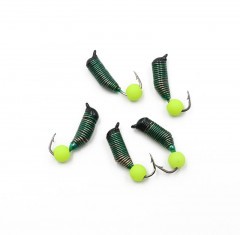 Мормышка вольф. безнасадочная Яман Ручейник №7, d-2.5 мм, L-9.5 мм, вес 0,95 гр., фц. желтый шар,