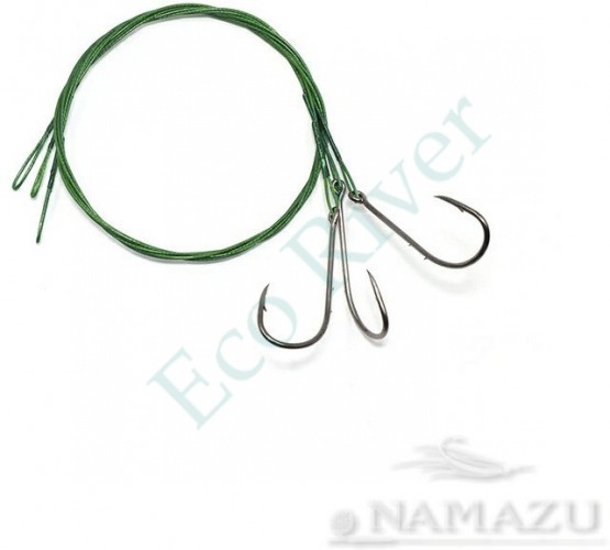 Поводок стальной Namazu Leader 1х7 Nylon Coated Green, d-0,48 мм, L-50 см, с одинарным крючком 92247