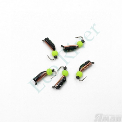 Мормышка вольф. безнасадочная Яман Столбик №3, d-2 мм, L-7 мм, вес 0,46 гр., фц. желтый шар, цв. м