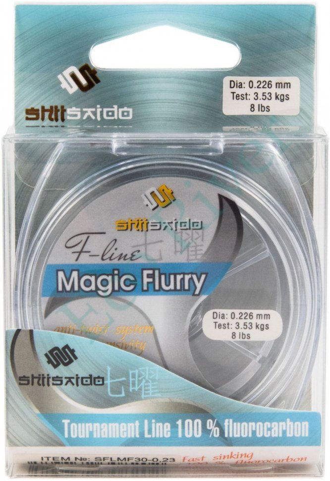 Леска флюорокарбон Shii Saido Magic Flurry, L-30 м, d-0,226 мм, test-3,53 кг, прозрачная/10/