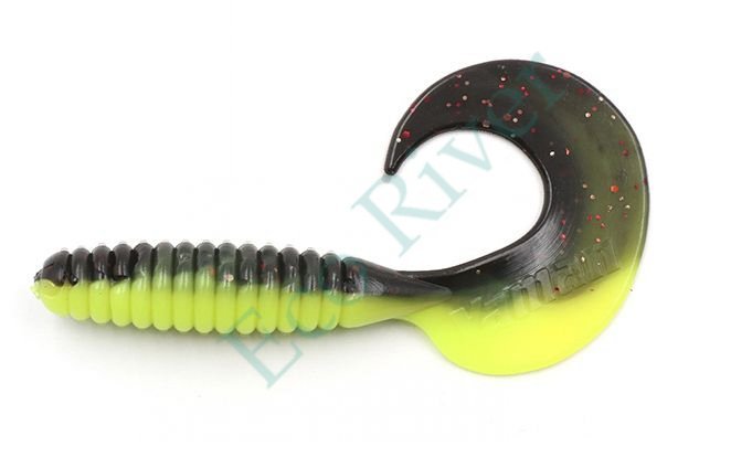 Твистер Yaman Spiral, р.5 inch, цвет # 32 - Black Red Flake/Chartreuse (уп. 5 шт.)