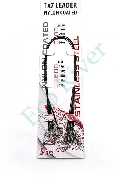 Поводок стальной Namazu Leader 1х7 Nylon Coated Black, d-0,30 мм, L-25 см, test- 11 кг (уп. 5 шт.)
