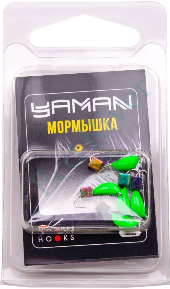 Мормышка безнасад. Яман Банан зеленый, d-3,5 мм, вес 0,7 г, кубик хамелеон (уп. 5 шт.)