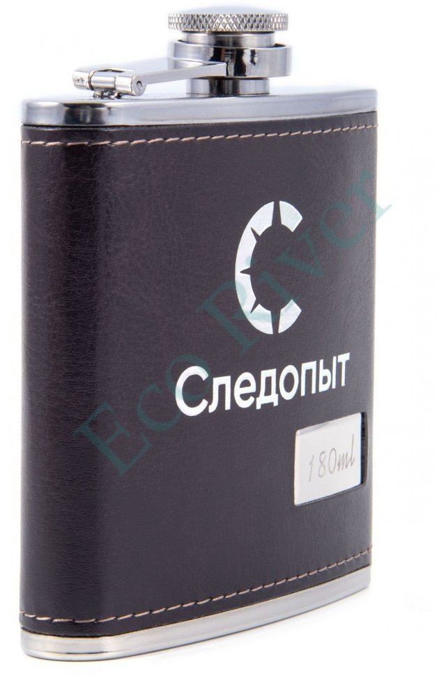 Фляжка «Следопыт - Browny » в кож. оплете, 180 мл, цв. корич/100/