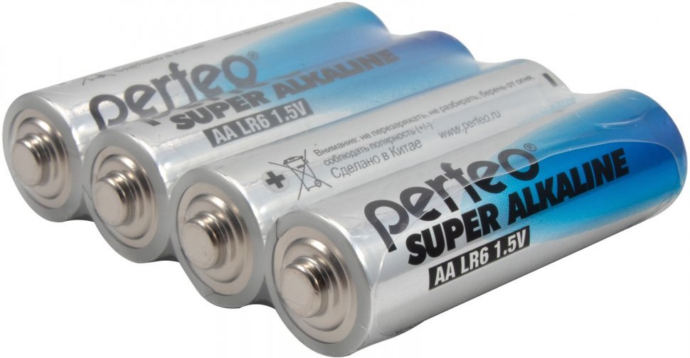 Батарейка Perfeo LR06/4SH (AA) Super Alkaline в пленке/4/60/720