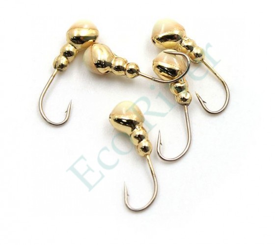 Мормышка Яман муравей с отв.,цв.GOLD PLATED, с фосф. пяткой, d 3, вес 0,3 г (уп. 5 шт.)