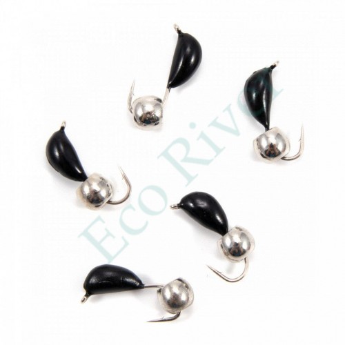 Мормышка безнасад. Яман Банан черный, d-3,5 мм, вес 0,7 г, шарик никелированный (уп. 5 шт.)