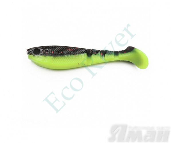 Виброхвост Yaman Light-Flake, р.2,5 inch, цвет # 32 - Black Red Flake/Chartreuse (уп. 6 шт.)